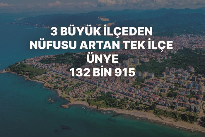 3 BÜYÜK İLÇEDEN NÜFUSU ARTAN TEK İLÇE ÜNYE